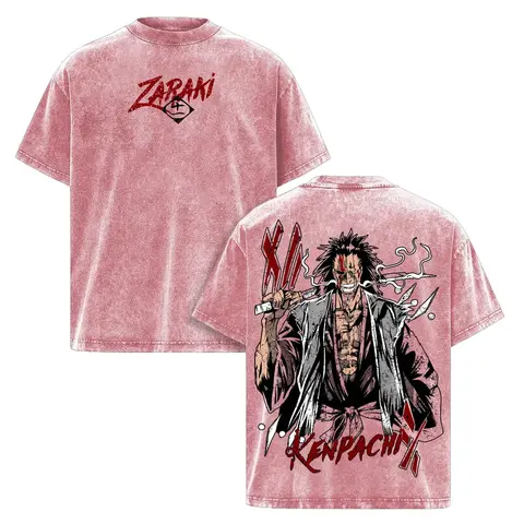 Kenpachi Zaraki Oversized Tee – Bleach Anime Graphic T-Shirt, Vintage Washed Acid Wash Cotton Shirt, Dark Anime Streetwear, Soft Casual Unisex Apparel, Manga Fan Gift, Kenpachi Soul Reaper Aesthetic Top