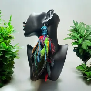 Teal feathered tassels