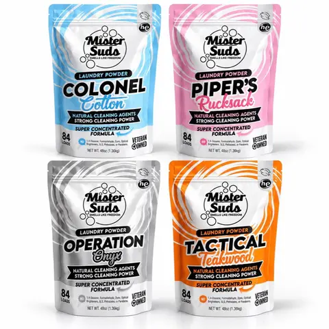 Mister Suds Original Laundry Detergent Powder - 3LB Super Concentrated Formula - 84 Loads - 100% Natural Cleaning Agents - Gentle & Hypoallergenic - Veteran Owned Business