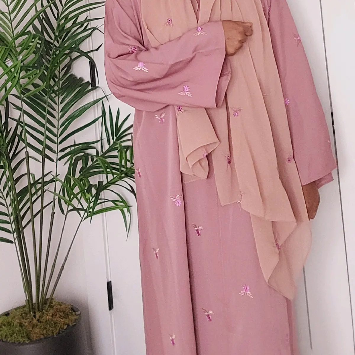 Pink Abaya muslim dress  Womenswear Long Sleeves