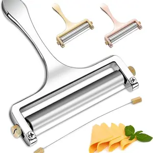 Stainless Steel Wire Cheese Slicer With 3 Extra Wires Adjustable Thickness, Handheld Cheese Block Cutter for Cheddar, Gruyere, Raclette, Mozzarella