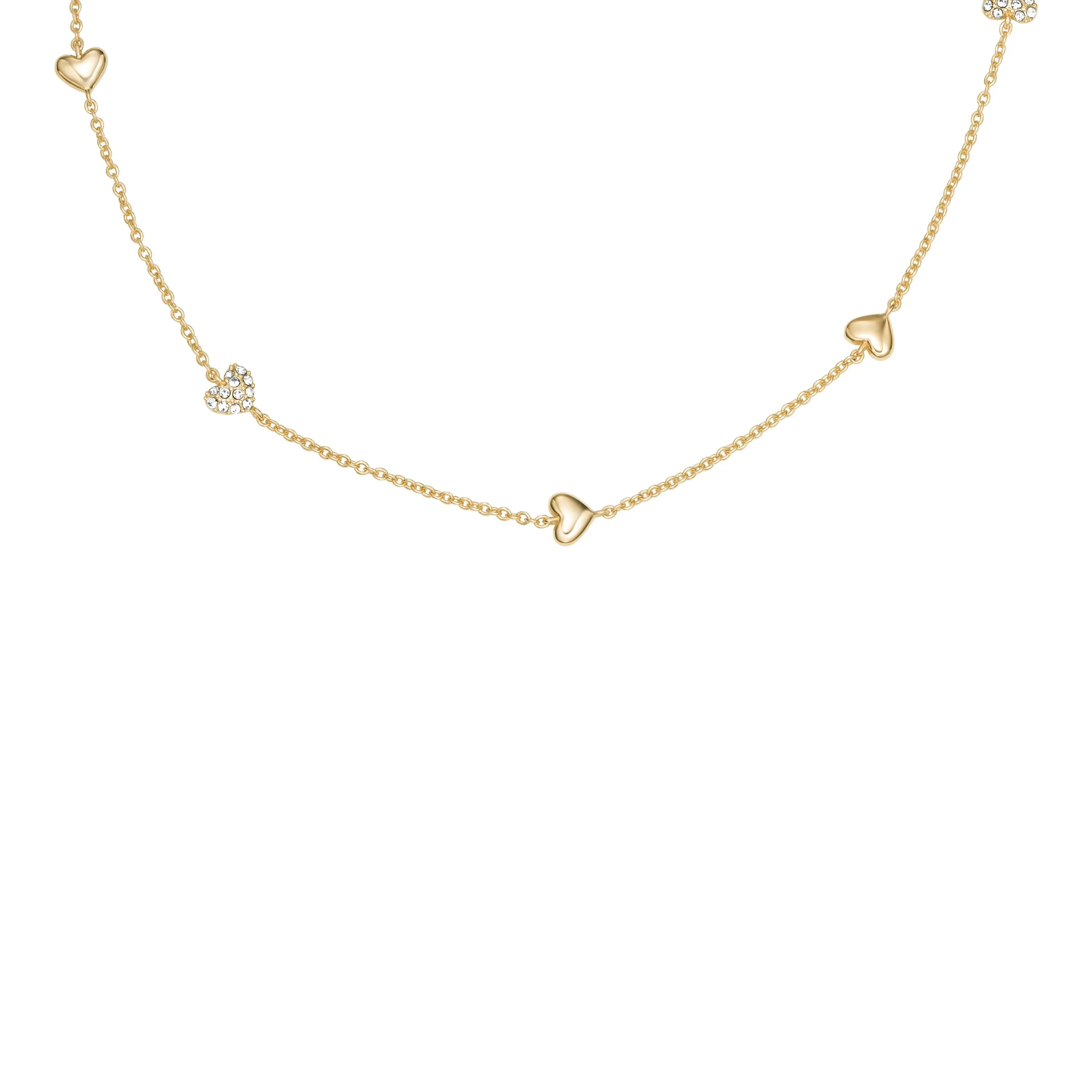 Fossil Women's Sutton Heartbeat Gold-Tone Brass Station Necklace
