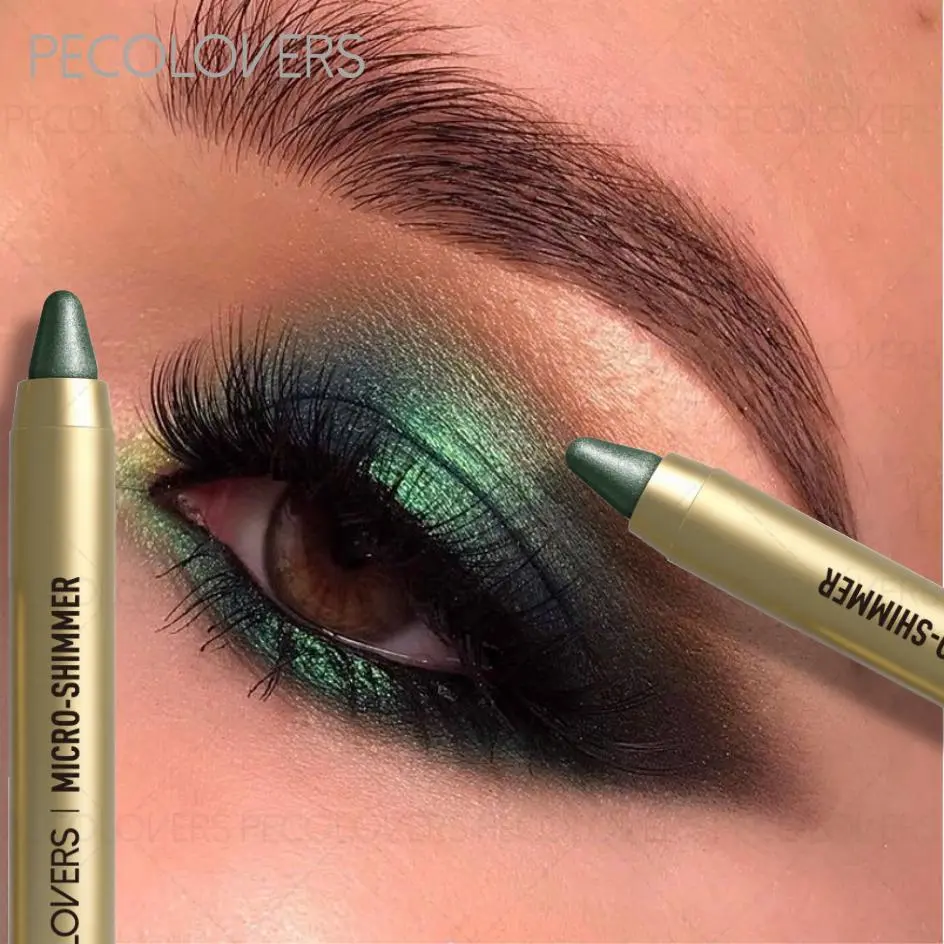 1pc 2-in-1 Eye Brightener Stick & Sponge Makeup Brush,Shimmer & Matte Brown Metallic Eyeshadow Pencil Crayon,Halloween & Party Makeup Gift