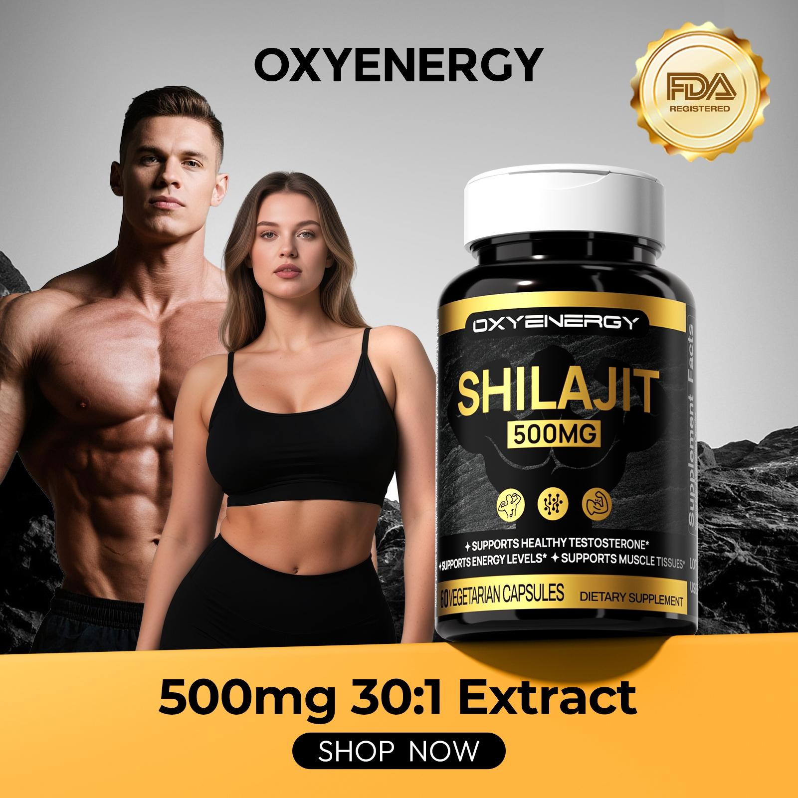 Oxyenergy Himalayan Resin Complex, 500mg High Strength, Natural Vitality & Endurance Support, 60 Vegetarian Capsules Ancient Himalayan Resin for Daily Energy, Stamina & Strength Man Fitness Supplement Fitness Vitamin