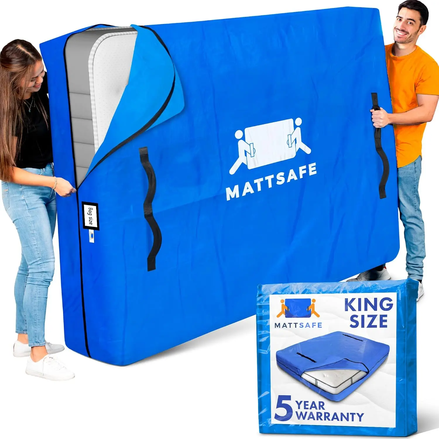 Mattress Bags for Moving and Storage () Heavy Duty Moving Supplies, 8 Sturdy Handles,  Zipper, Mattress Cover Bed Bags, Storage Cover Essentials Packing Protector