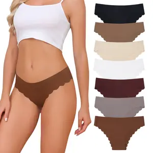 LEVAO 7/14 Pack Seamless Bikini Underwear for Women, Ice Silk Breathable Workout No Show Panties, Low Rise Hipster Wavy Sides Invisibles Panties
