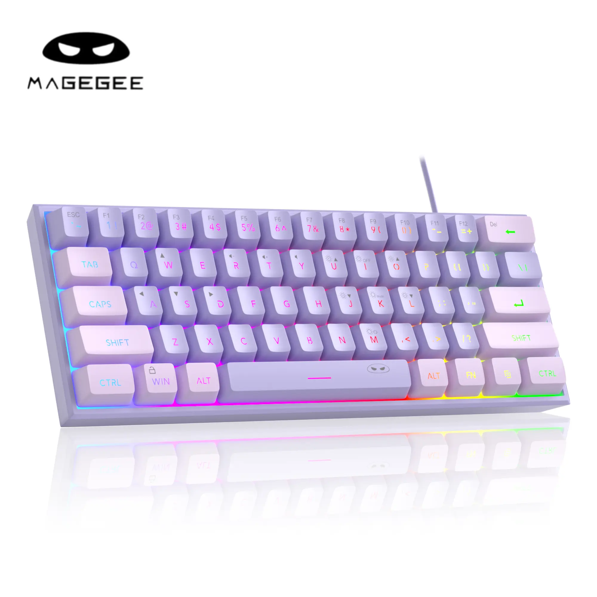MaGegee TS91 60% Compact Layout 61-Key Ultra-Compact 60 Percent Gaming Keyboard with RGB Backlight, Ergonomic Design, IPX4 Waterproof Circuit Board, Multiplatform Gaming Compatibility for MAC/PS4/Windows XP, Space-Saving for Typists & Gamers