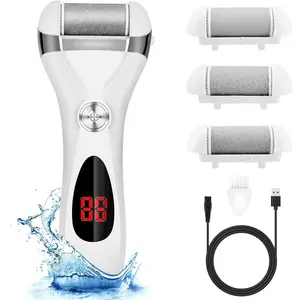 Electric Foot Callus Remover Kit, Elmchee Rechargeable Callous Removers 3 Grinding Heads Waterproof Foot Scrubber File, Professional Pedicure Tools Kit Feet Care for Dead, Cracked Dry Skin Elmchee