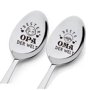 Custom Mirror Polished Stainless Steel Spoon Set, Long Handle Letter Coffee Spoons Gift, Ideal Anniversary or Birthday Present
