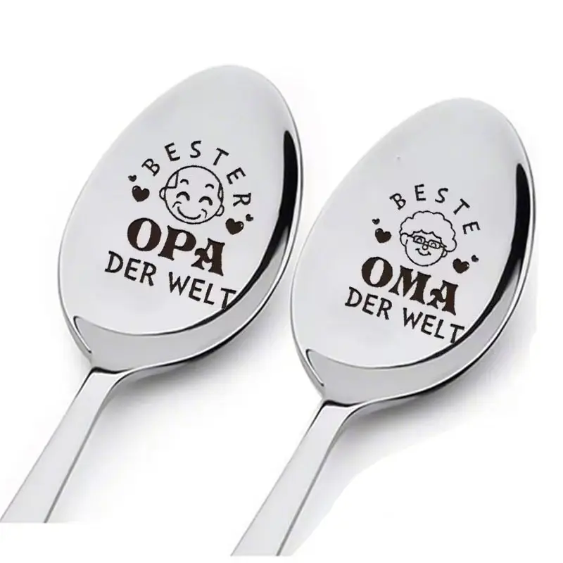 Custom Mirror Polished Stainless Steel Spoon Set, Long Handle Letter Coffee Spoons Gift, Ideal Anniversary or Birthday Present