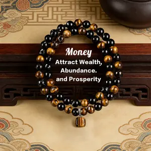 Fashionable Retro Natural Stone Jewelry Tiger's Eye Geometric Pendant Adjustable Beaded Necklace Men's and Women's Daily Wear Jewelry Gifts