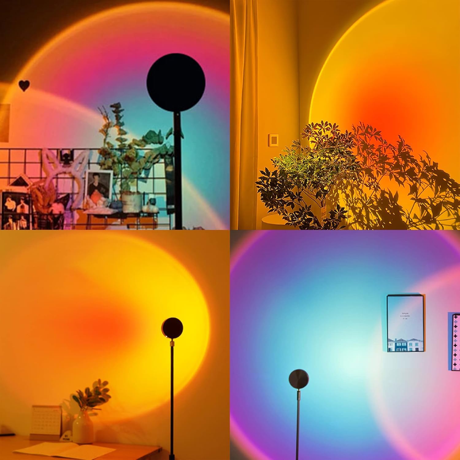 Sunset Lamp Projector Rainbow Projection Lamp Romantic LED Sunset Projection Light for Party Photo Vlog Background Bedroom