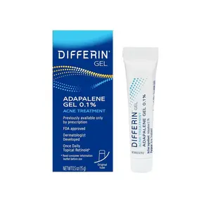 Differin Acne Treatment Gel, 30 Day Supply, Retinoid Treatment for Face with 0.1% Adapalene, Gentle Skin Care for Acne Prone Sensitive Skin, 15g Tube (Packaging May Vary) Clear Daily