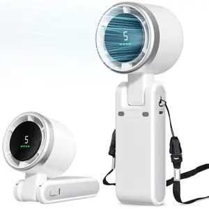 Mini High-speed Handheld refrigeration Fan Usb Charging Digital Display Portable Desktop Folding Hanging Camping Violent Turbo Fan