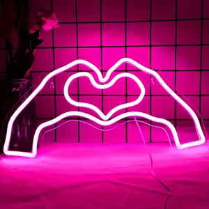 Heart Shaped Neon Sign, Led Signs, 1 Count USB Powered Decorative Neon Light, Dimmable LED Night Light, Wall Decor for Confessions, Marriage Proposals Weddings, Parties