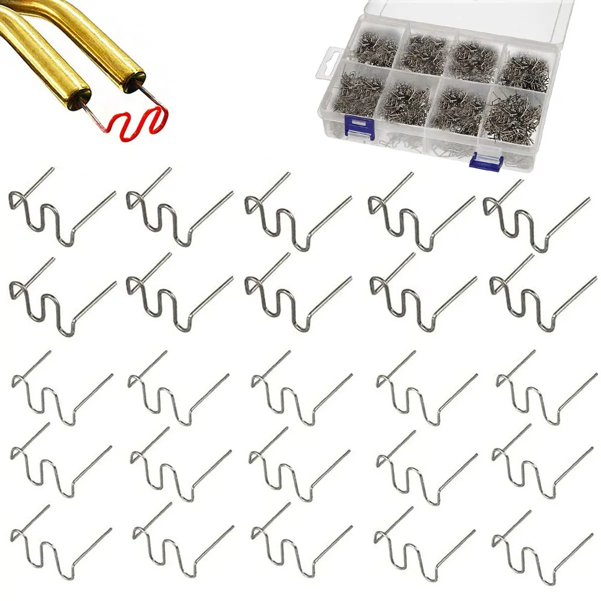 1000 count Welding Rods Hot Staples Plastic Repair Machine Welding Staples for Hot Stapler Repair  Bumpers Machine Dashboards Lamp Holders Daily Plastics Supplies Plastics Rings 0.8mm 0.6mm Staples