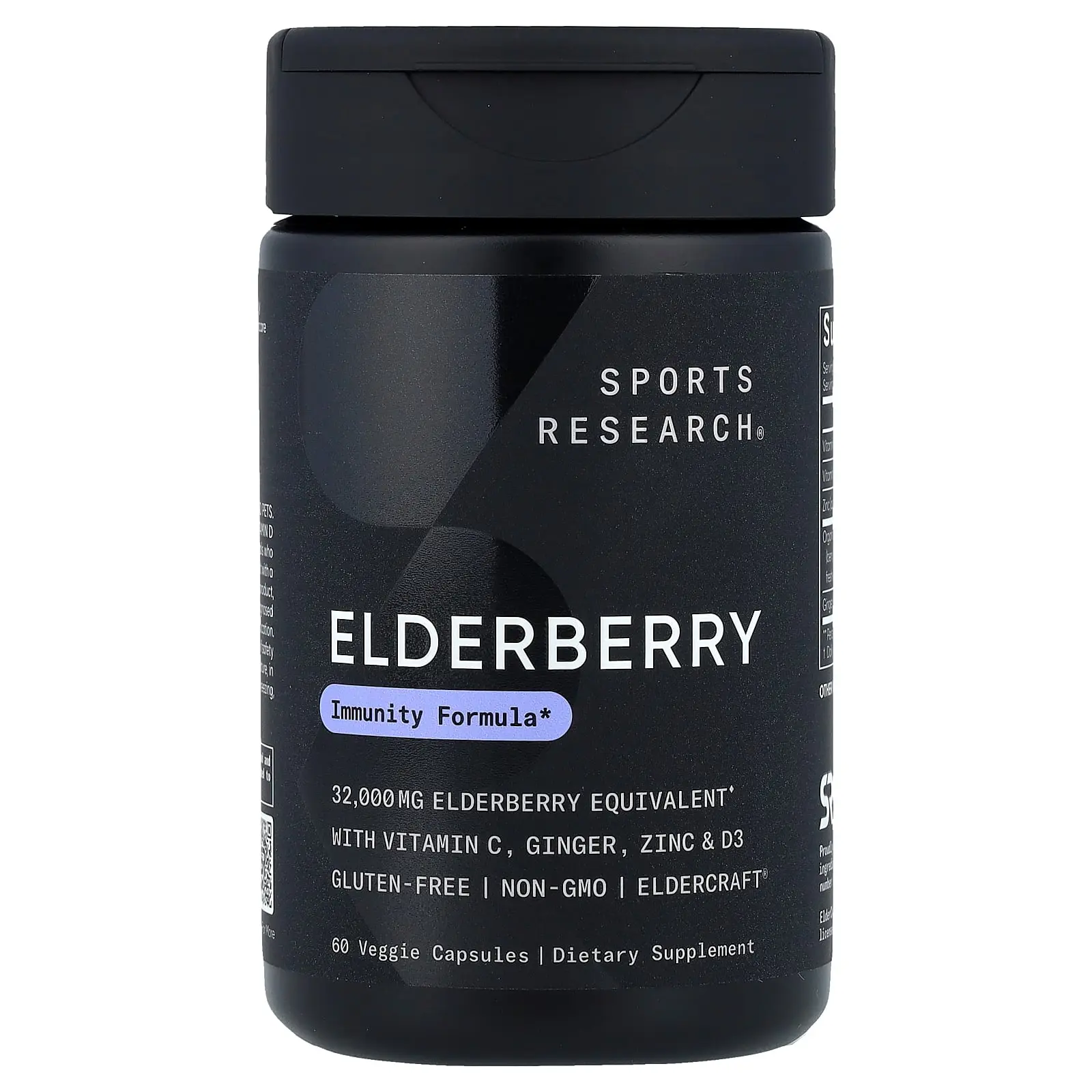 Sports Research Elderberry With Vitamin C, Ginger, Zinc & D3, 60 Veggie Capsules