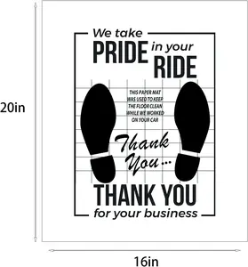 White Car Paper Floor Mats,50Pcs Vehicles Disposable Floor Pads, Automotive Mat Covers Protector,Detailing Detail Wash,Temporary Sticky 16x20inch