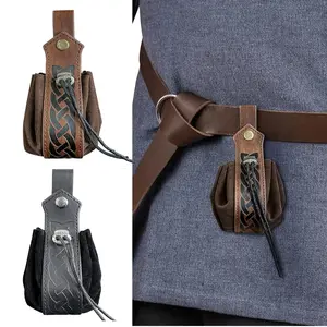 Fashion Viking Style Medieval Pouch Bag, Retro Waist Bag with Belt Hooks, Ideal for Coin & Small Item Storage, Compact Design
