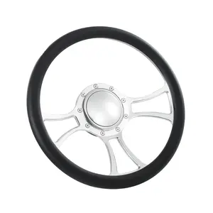 Flashpower 14'' Viral Billet Half Wrap 9 Bolts Steering Wheel with 2'' Dish and Horn Button