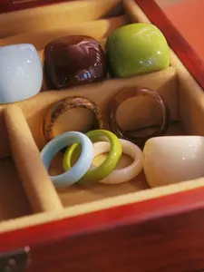 Bohemian Vintage Resin Rings Set, Elegant Stackable Finger Rings for Women, Perfect for Daily Wear, Beach Vacation, Mother's Day Gift