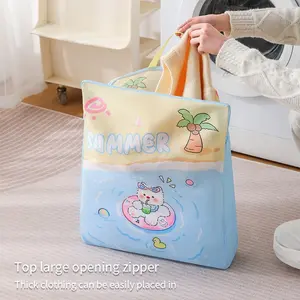 Cute Summer Dog Print Washing Bag, Reusable Zipper Design, Prevents Clothing Tangles, Handheld & Hangable, Travel Storage, Universal Laundry Bag
