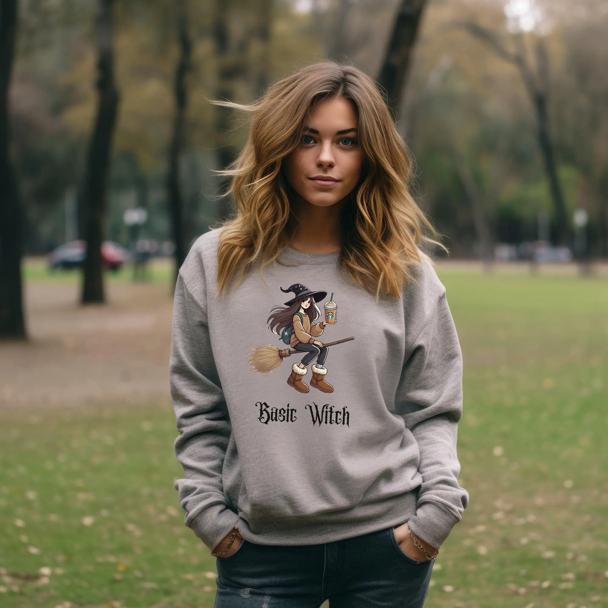 Basic Witch Cozy Modern Witch Unisex Heavy Blend Crewneck Sweatshirt