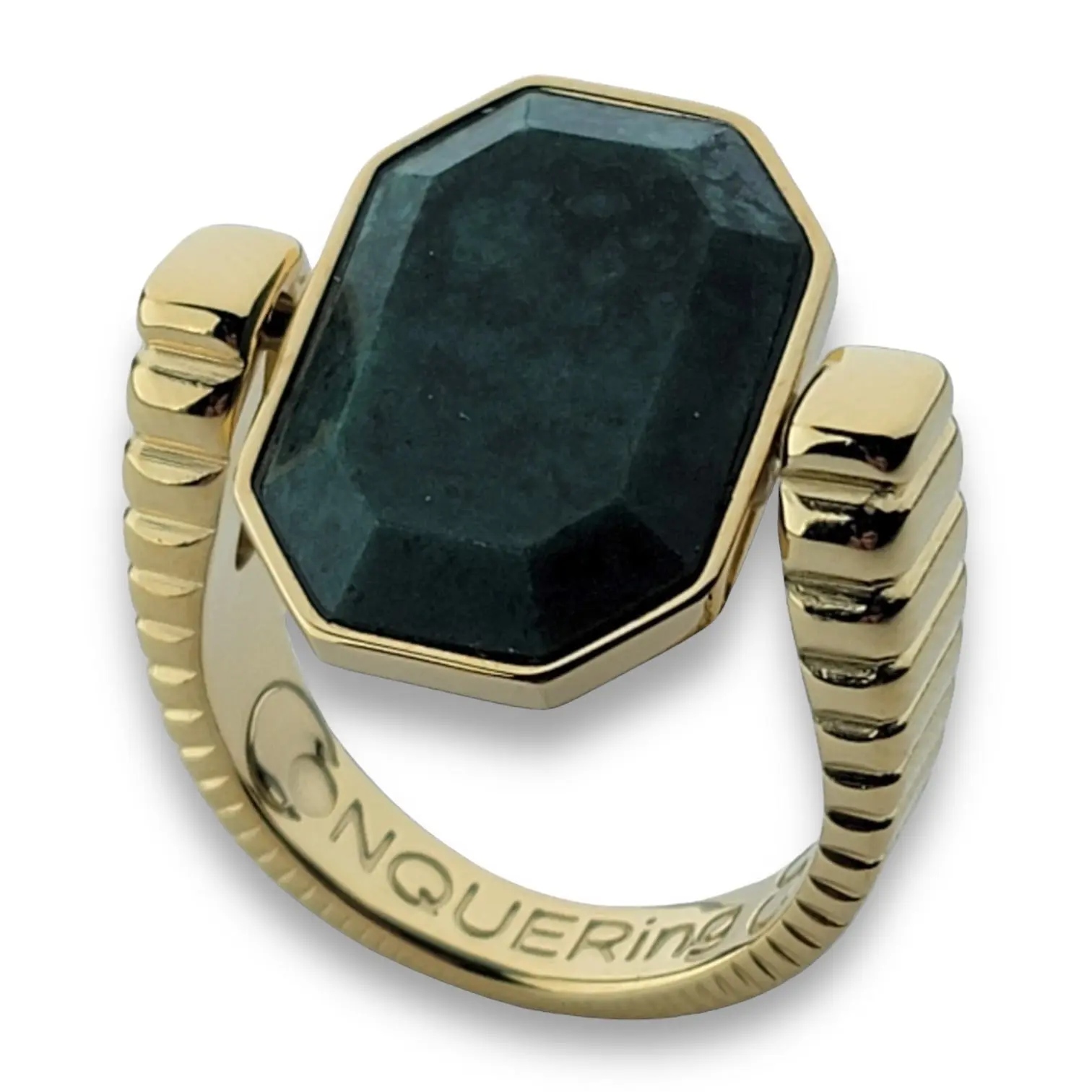 Gold ViaDeco Octangle Crystal Fidget Ring Gold ViaDeco Octangle Crystal Fidget Ring