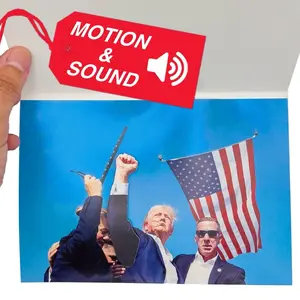 Donald Motion Card with Sound – President Fist Card - Hear Audience Cheer USA & Arm Moves when Greeting Card is Opened - Great Gift for Americans, Patriotic Gift, Any Occassion Card, Birthdays, Debate, For Fun & More!