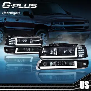 LED DRL Bar Headlights & Bumper Lamps Fit For 99-02 Chevy Silverado 00-06 Tahoe