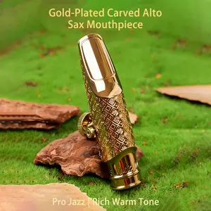 Professional Metal Jazz Alto Saxophone Mouthpiece, Gilded Embossed Retro-Luxury Design, Musical Instrument Accessory with Vibrant Tone and Excellent Performance Control