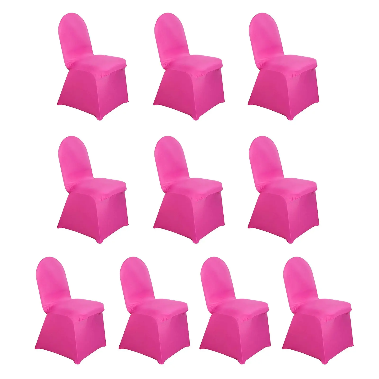 10-Pack Fuchsia Elastic Spandex Chair Covers, Durable Reusable Stretch Slip-On Covers for Banquet, Dining Chairs, Chair Covers For Dining Chairs, Elastic Chair Covers
