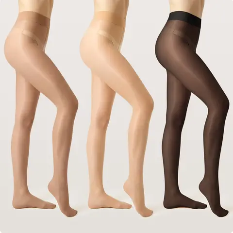 SHE YEAH Women's 3-Pack High-Waist Thigh-High Sheer Silky Pantyhose Tights - Black/Coffee, Basic Elegant Normal Type Plain Design, Ultra-Smooth Glossy Oil Shine, All Seasons, Hand Wash Compatible, Durable Underwear,sohochic