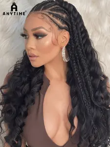 26 Inch Deep Wig, Synthetic Braids, Lace Front Wig, Natural Deep Wave Curl, Elegant Style, Suitable for Women, All Seasons