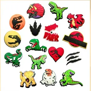 Cartoon dinosaur Croc Shoe Charms for Kids Boys Girls Women Men PVC Wristband Sandals Clog Accessories Party Favor with Dragon and Character Designs Footwear