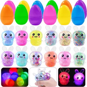 12 Pack Easter Basket Stuffers with Light Up Squishy Toys Inside Prefilled Easter Egg Fillers Sensory Fidget Toys & Easter Gifts for Kids (Ages 3+)
