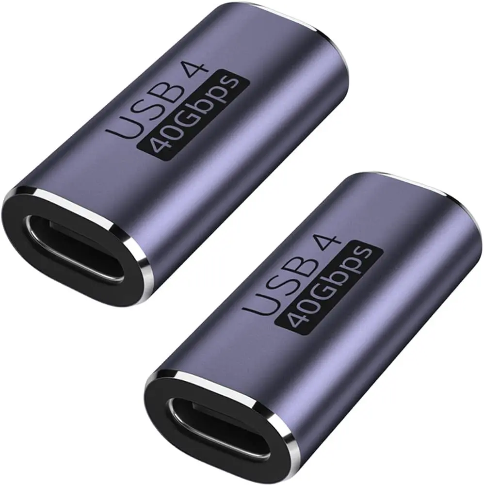 USB C Coupler (2 Pack), USB Type C Female to Female Adapter Extender Compatible with Thunderbolt 4/3 Support up to 40Gbps Data Transfer, 100W Power Delivery and 8K@60Hz Video Pass Through
