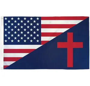USA Christian Combo Flag, Religious American Flag, Patriotic Christian Outdoor Decor, Faith-Based Home Flag
