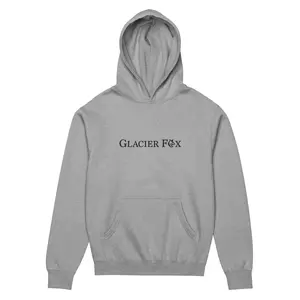 Glacier Fox Black Embroidery Exclusive Hoodie Autumn Medium Fitted Long Sleeve Casual Minimalist 60% Cotton 40% Polyester Carbon Grey
