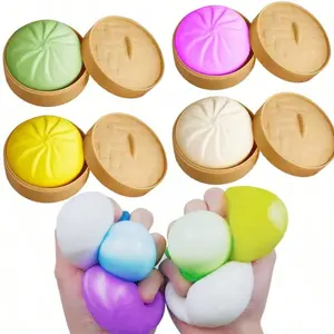 Steamer Basket Squishy Stress Ball, 1 Count Fidget Toy, Dough Ball Squishy Bun Squeeze Ball, Anxiety Relief Adult Squishy Toy, Anti Stress Toy