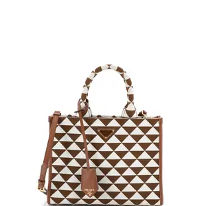 Pre-owned PRADA Canvas Plain, Jacquard Tote Bags REBAG Symbole Shopper Tote Jacquard Small by Rebag