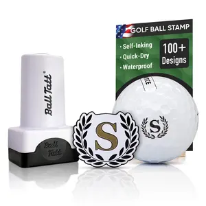 Ball Tatt - Monogram Golf Ball Stamper & Ball Marker Set - Self-Inking Reusable Marking Tool for Identifying Balls, Ideal Gift for Golfers - (Wreath Initial)