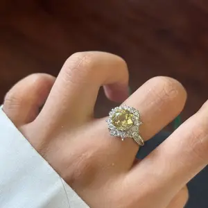 Natural Crystal citrine Ring S925 Valentines Gift , Gift for Wedding/Birthday/Mother'sDay/Christmas