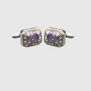 Lavender Cube & Silver Cufflinks