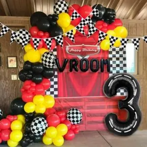 134pcs balloons race car birthday party supplies decorations for boys racing car theme party supplies happy birthday racecar number balloons garland kit vroom birthday party decorations
