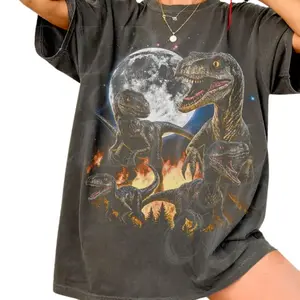 Velociraptor Dinosaur Vintage 90s Style Comfort Colors Shirt, Dinosaur Graphic Comfort Colors Y2k Grunge Tee, Retro Raptor Jurassic Aesthetic