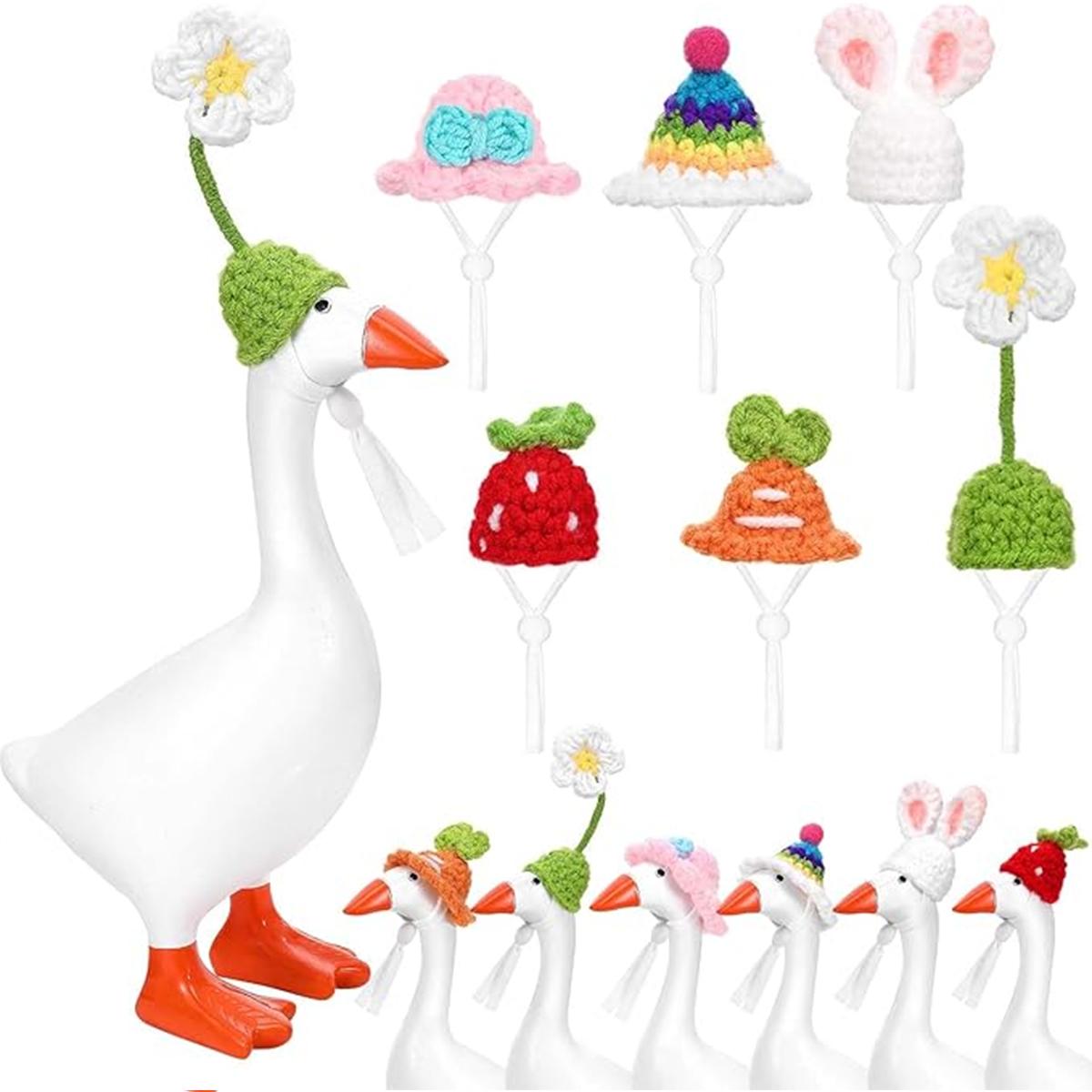 14 Pcs Desk Goose Toy Hats 7 Inch Desk Goose Mini Knitting Hats with Adjustable Strap for Magnetic Goose Key Holder Cute Desk Goose Clothes Home Decor Perfect Housewarming Gift