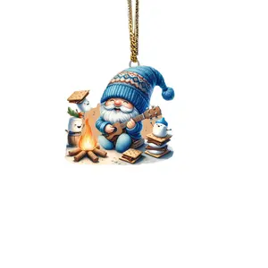 Funny Gnome Playing Guitar For Christmas Acrylic Ornament 2024 - Size 3.5 - 5 in - Special Hanging Ornament For Friend And Family