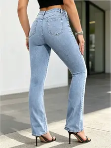 Women's Curvy High Waist Jean - Flattering Fit for Curvy Figures, Ideal for Casual Outings, Elevate Your Style with Sleek and Stylish Look