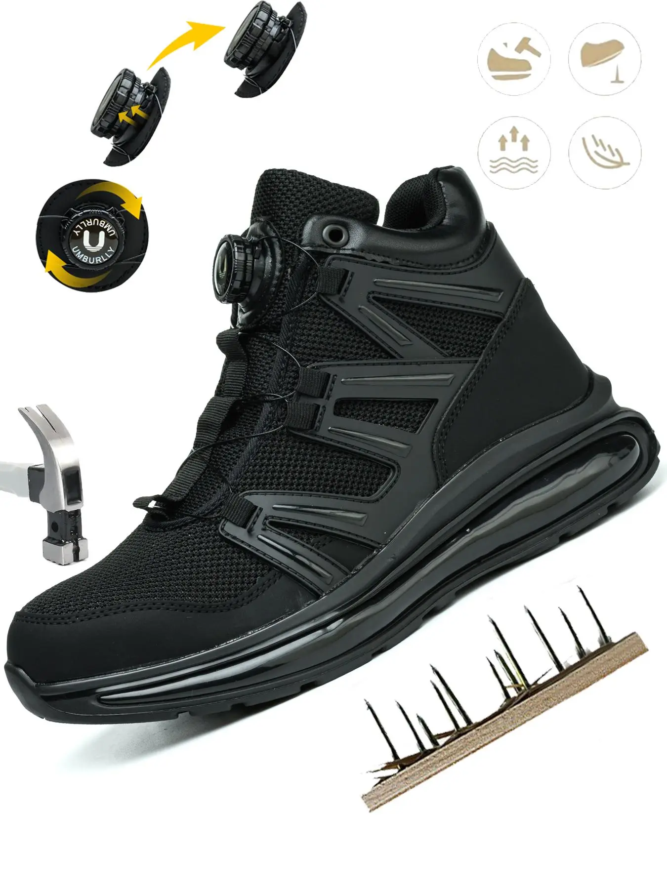 Men's Casual Slip on Safety Boots Shoe, Fashionable Low Top Air Cushion Soft Sole Sturdy Work Shoes, Comfortable Breathable Non-slip Shoes for Daily Wear Work Protective Shoes